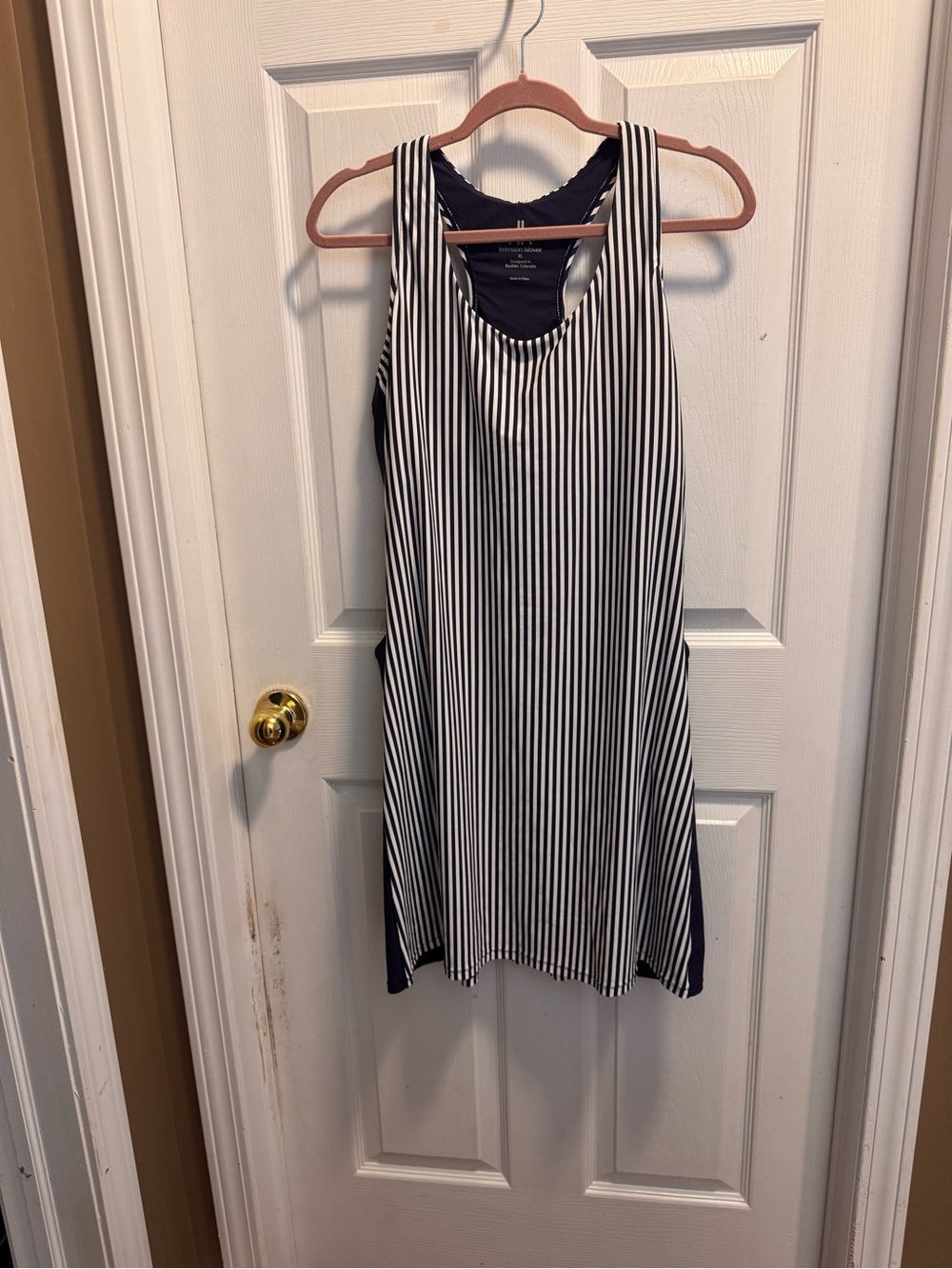 Krimson Klover Navy White Striped Racerback Athletic Dress with Pockets Size XL